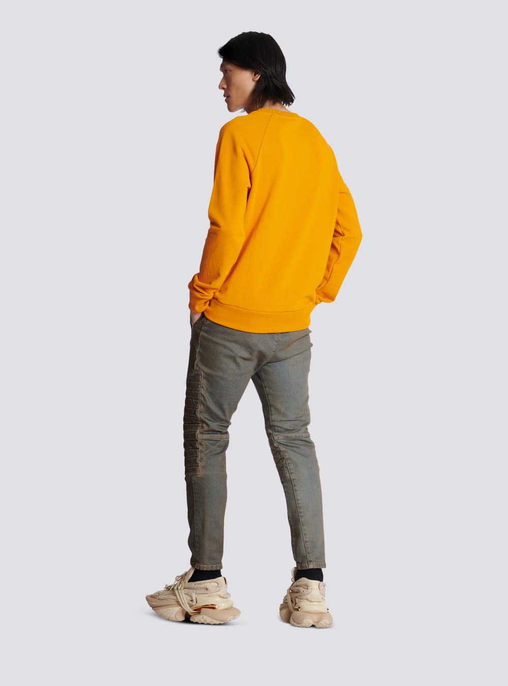 Men's Balmain Logo Print In Eco-responsible Cotton Sweatshirts Orange | USA YBusKy1g