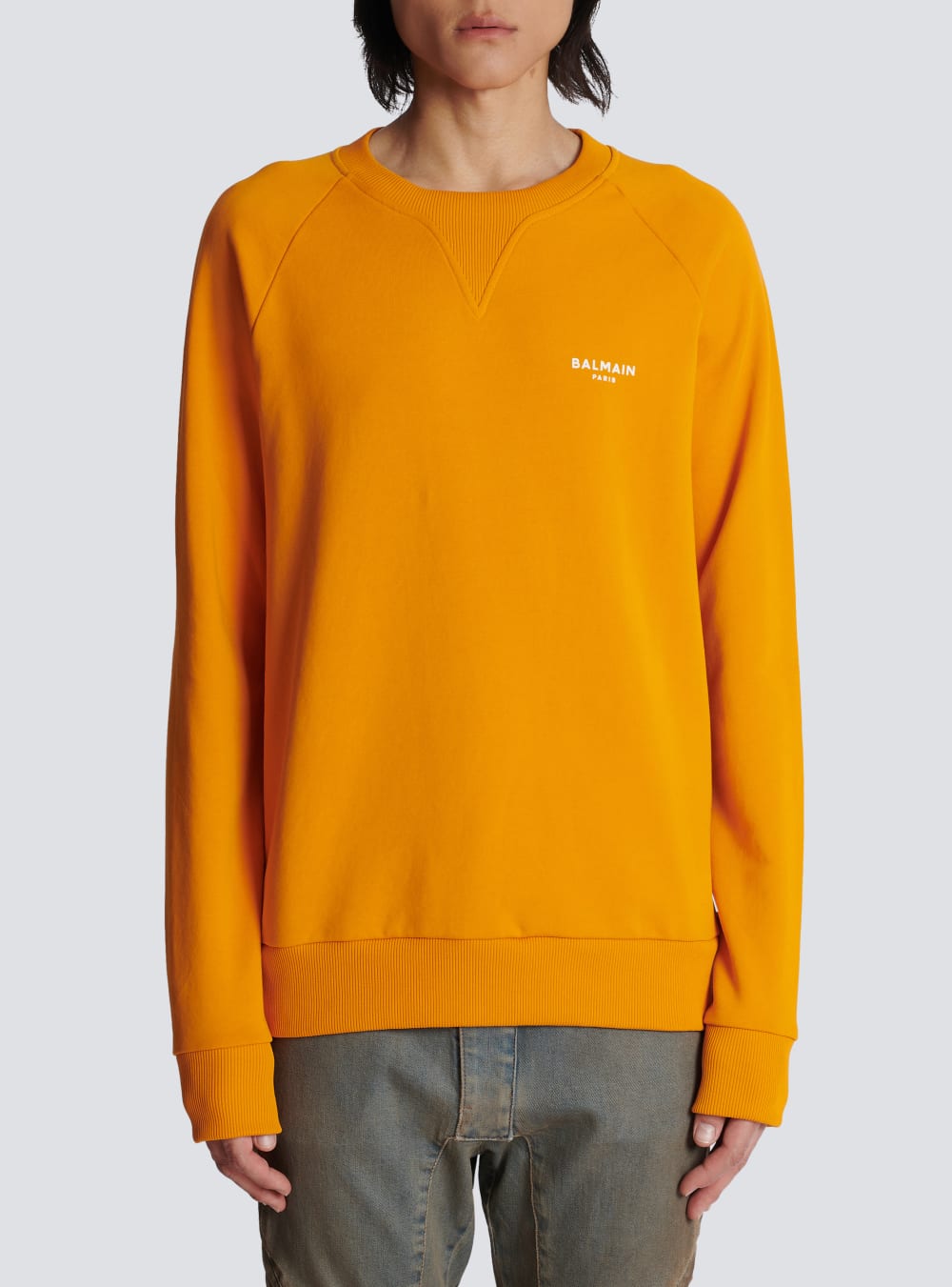 Men's Balmain Logo Print In Eco-responsible Cotton Sweatshirts Orange | USA YBusKy1g