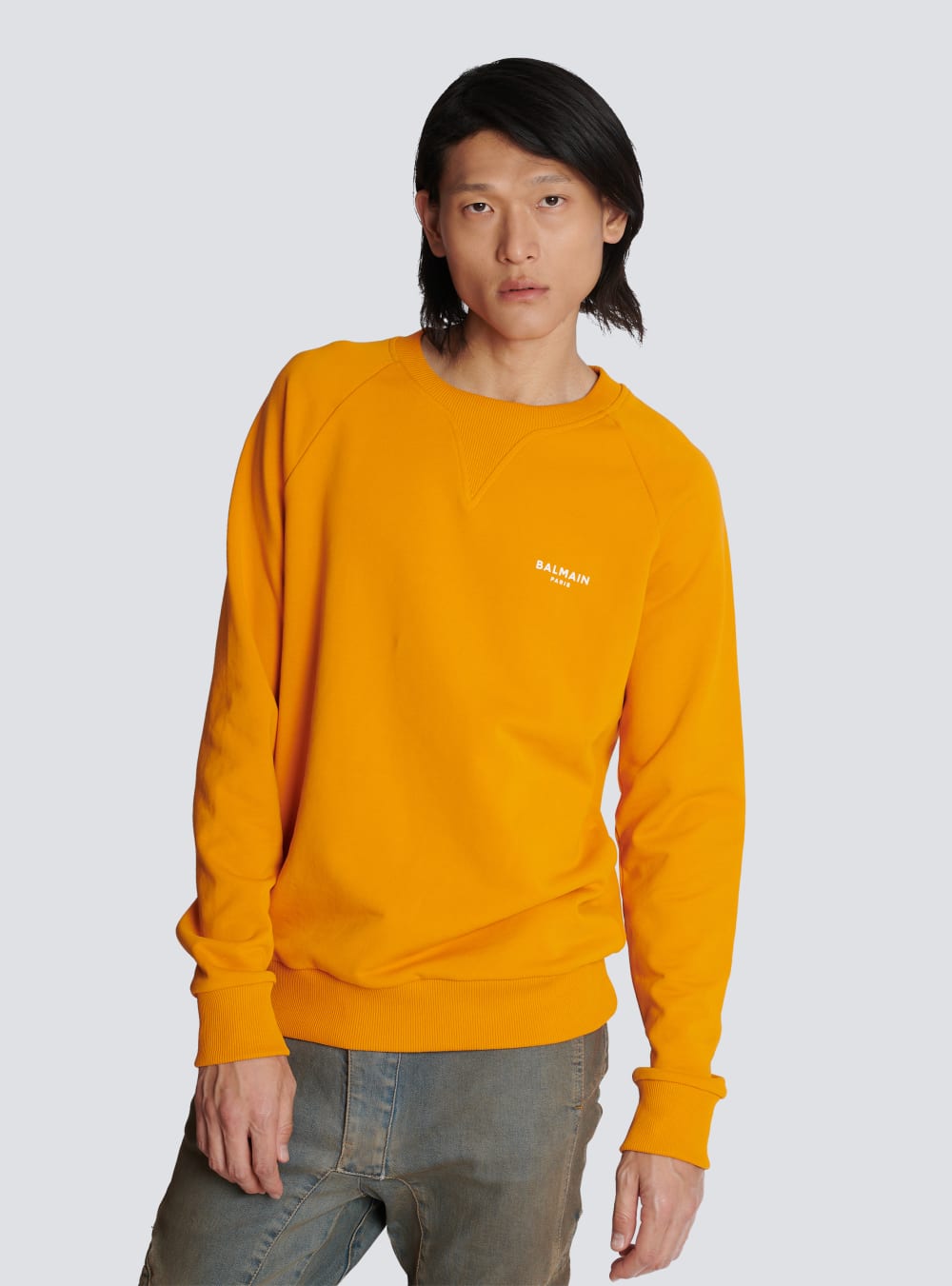 Men's Balmain Logo Print In Eco-responsible Cotton Sweatshirts Orange | USA YBusKy1g