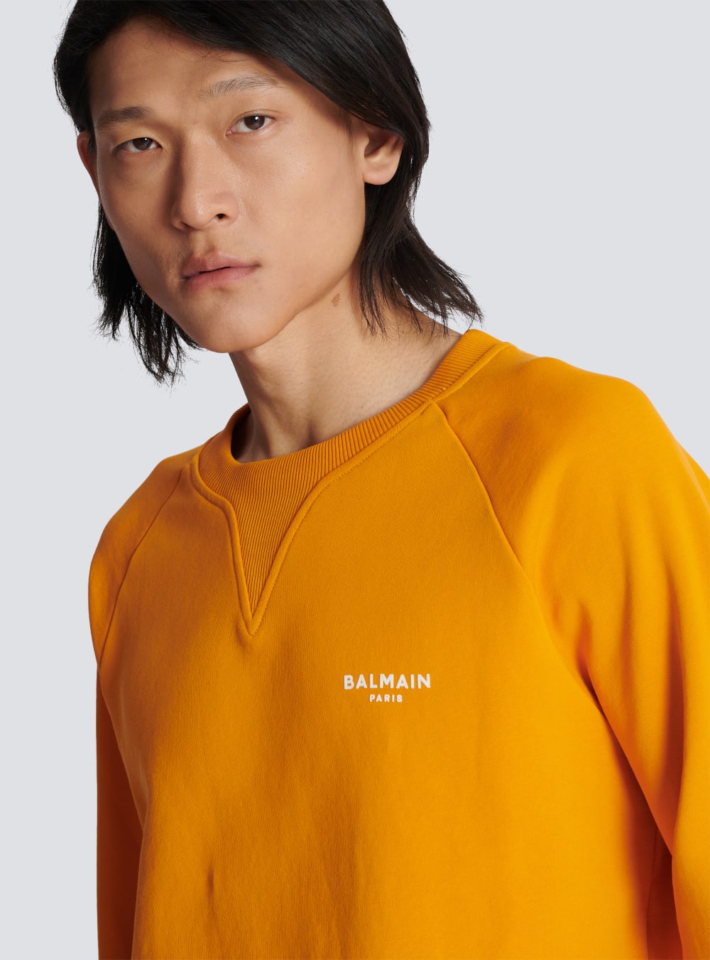 Men's Balmain Logo Print In Eco-responsible Cotton Sweatshirts Orange | USA YBusKy1g