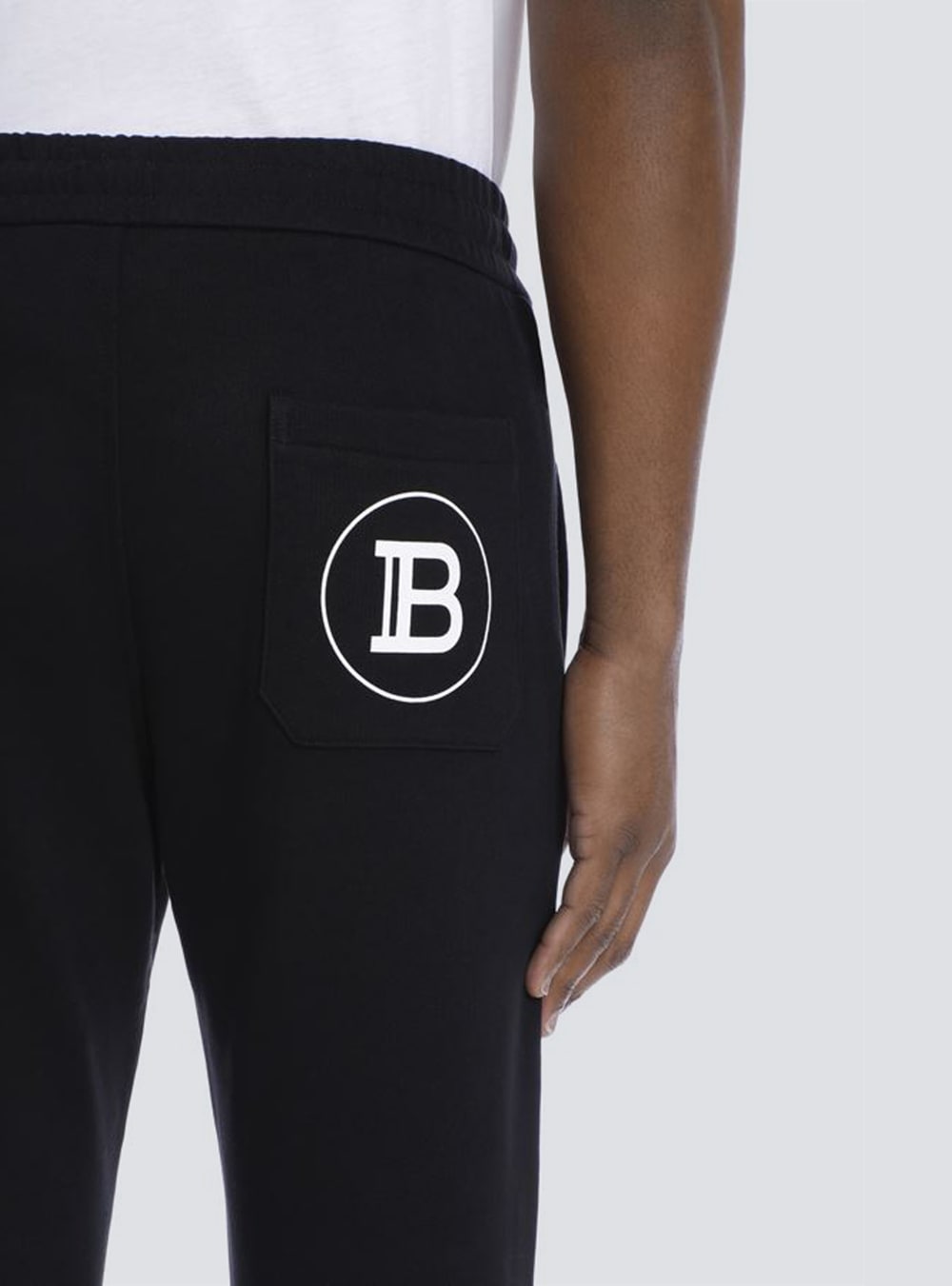 Men's Balmain Logo Printed Cotton Jogging Trousers Black | USA wdkn01xK