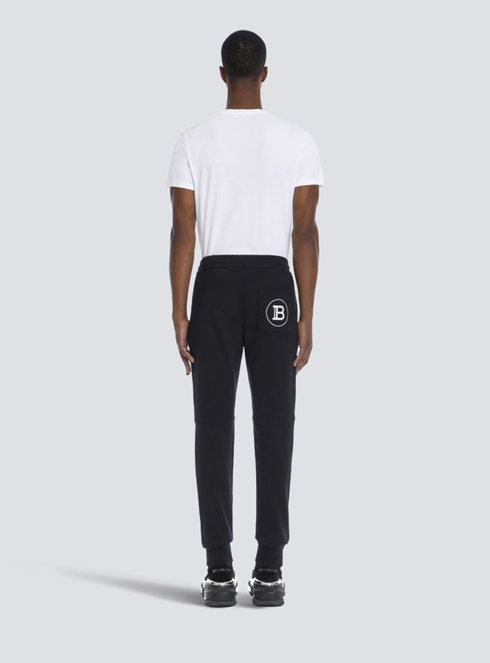 Men's Balmain Logo Printed Cotton Jogging Trousers Black | USA wdkn01xK