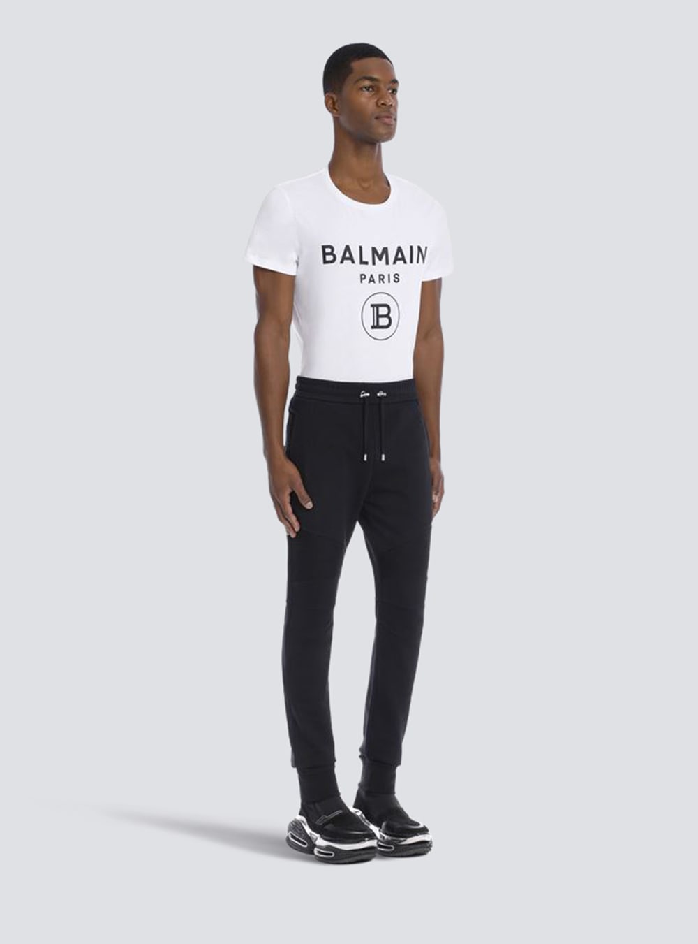 Men's Balmain Logo Printed Cotton Jogging Trousers Black | USA wdkn01xK