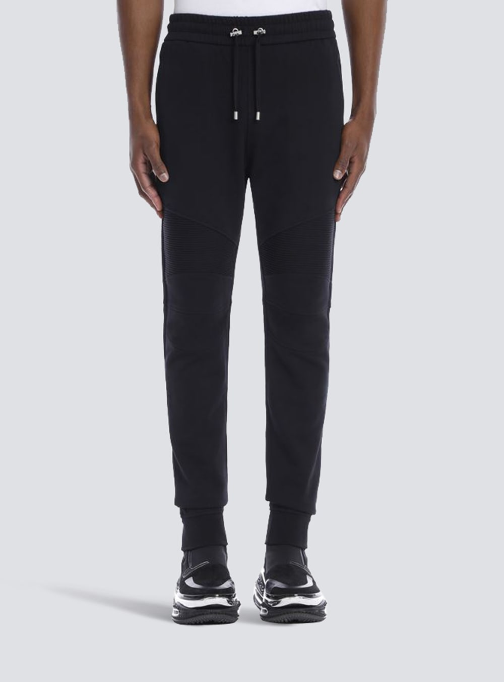 Men's Balmain Logo Printed Cotton Jogging Trousers Black | USA wdkn01xK