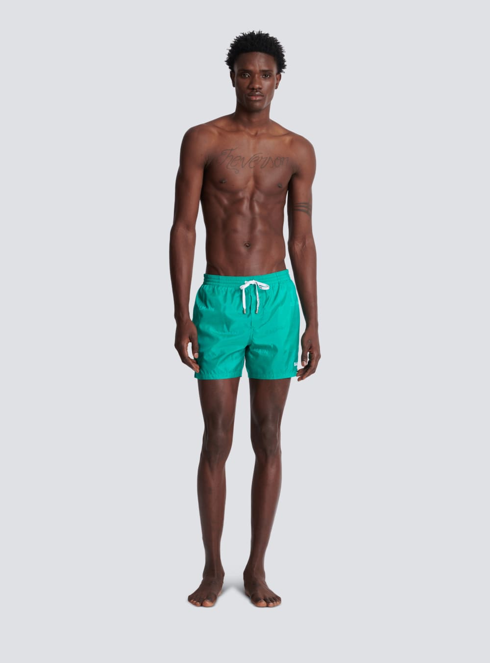 Men's Balmain Logo Swim Shorts Green | USA mZLSDpcp