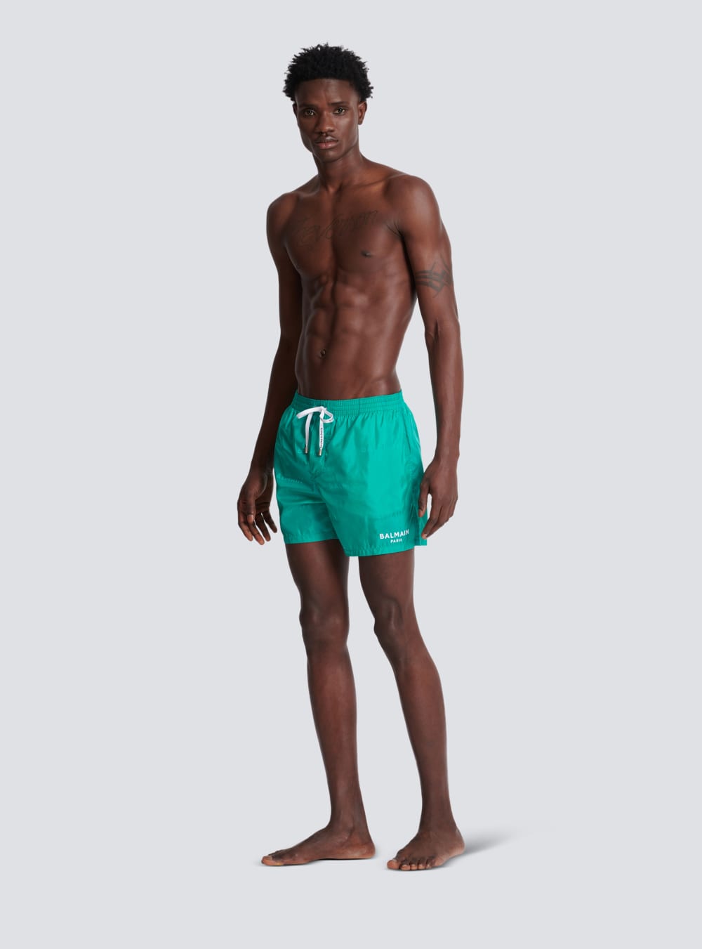 Men's Balmain Logo Swim Shorts Green | USA mZLSDpcp