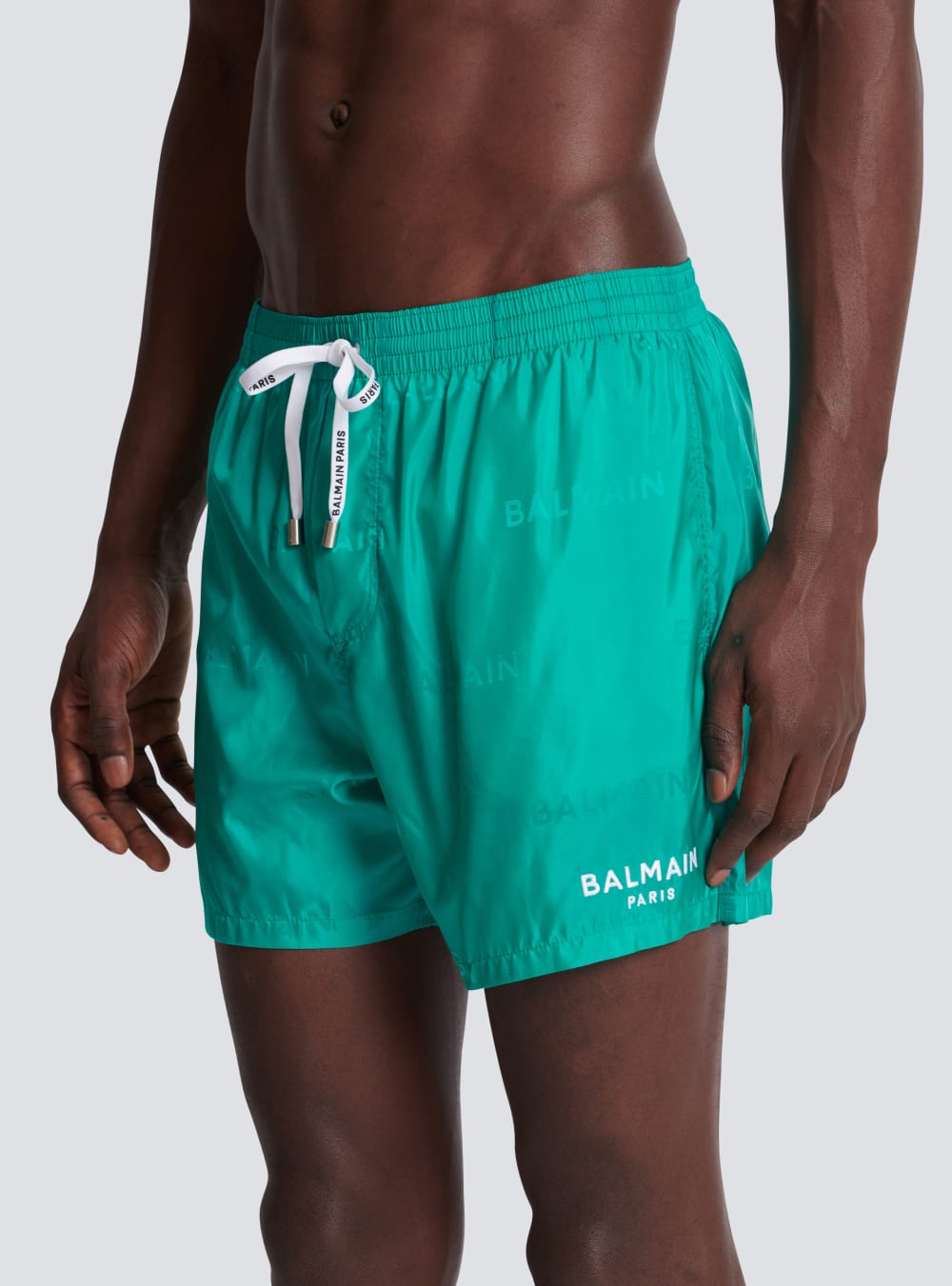 Men's Balmain Logo Swim Shorts Green | USA mZLSDpcp