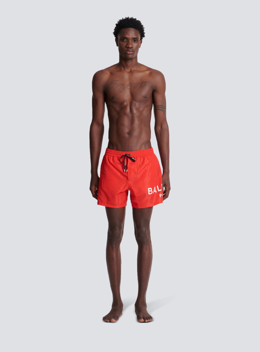 Men's Balmain Logo Swim Shorts Red | USA 7SJEaeE0