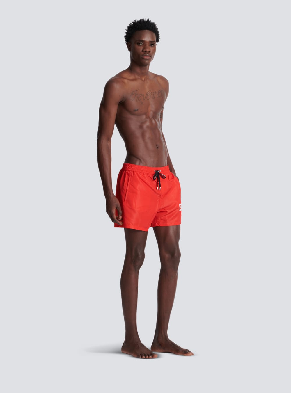 Men's Balmain Logo Swim Shorts Red | USA 7SJEaeE0