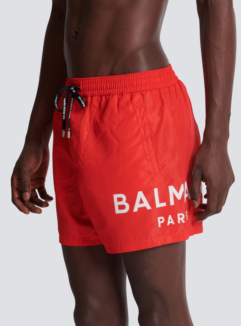 Men's Balmain Logo Swim Shorts Red | USA 7SJEaeE0