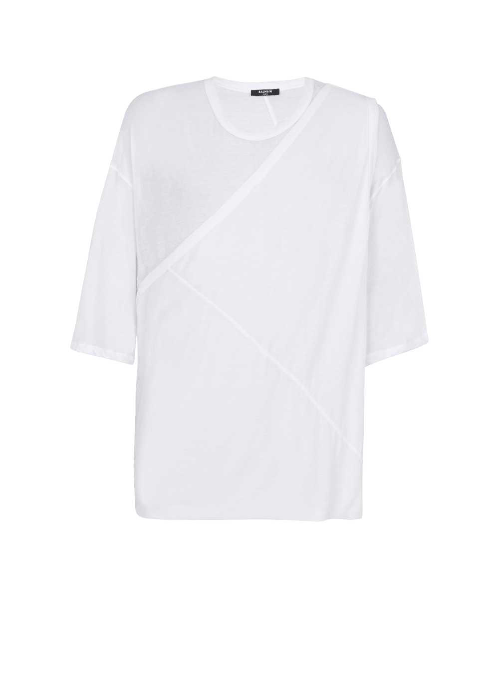 Men\'s Balmain Long Double Thickness Cotton T Shirts White | USA PNWiSOND