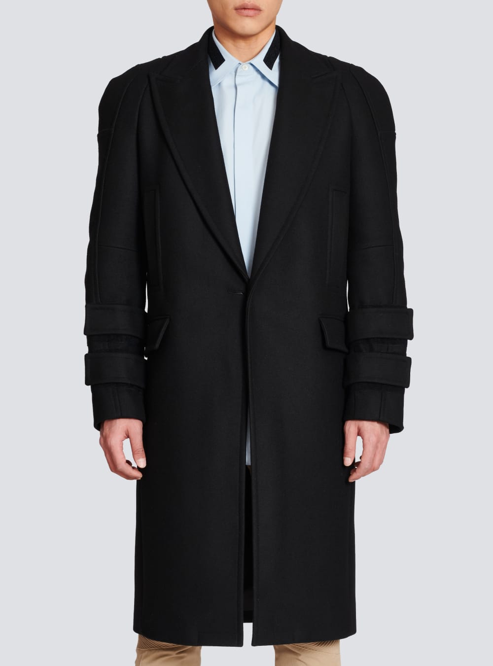 Men's Balmain Long Wool Jackets Black | USA rf2KQlfq