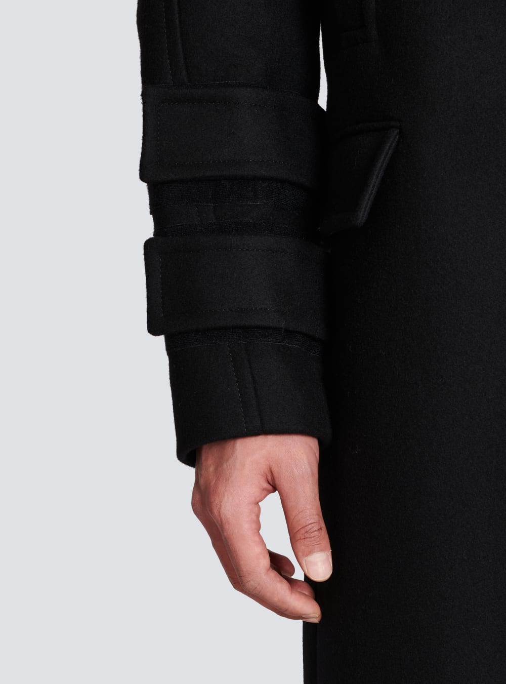 Men's Balmain Long Wool Jackets Black | USA rf2KQlfq