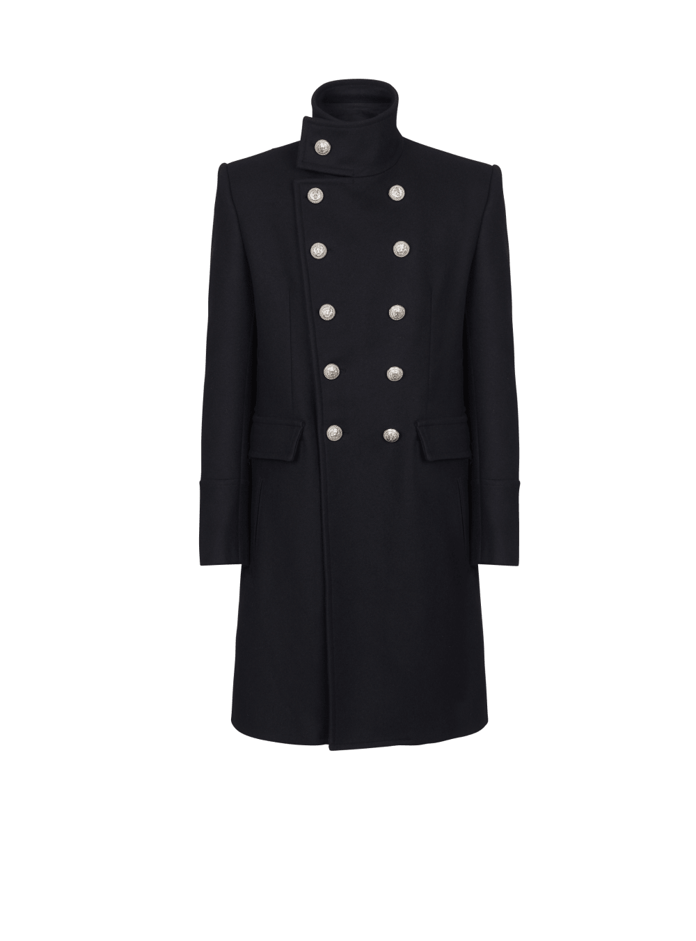 Men\'s Balmain Long Wool Military Style Jackets Black | USA NjnbVMqg