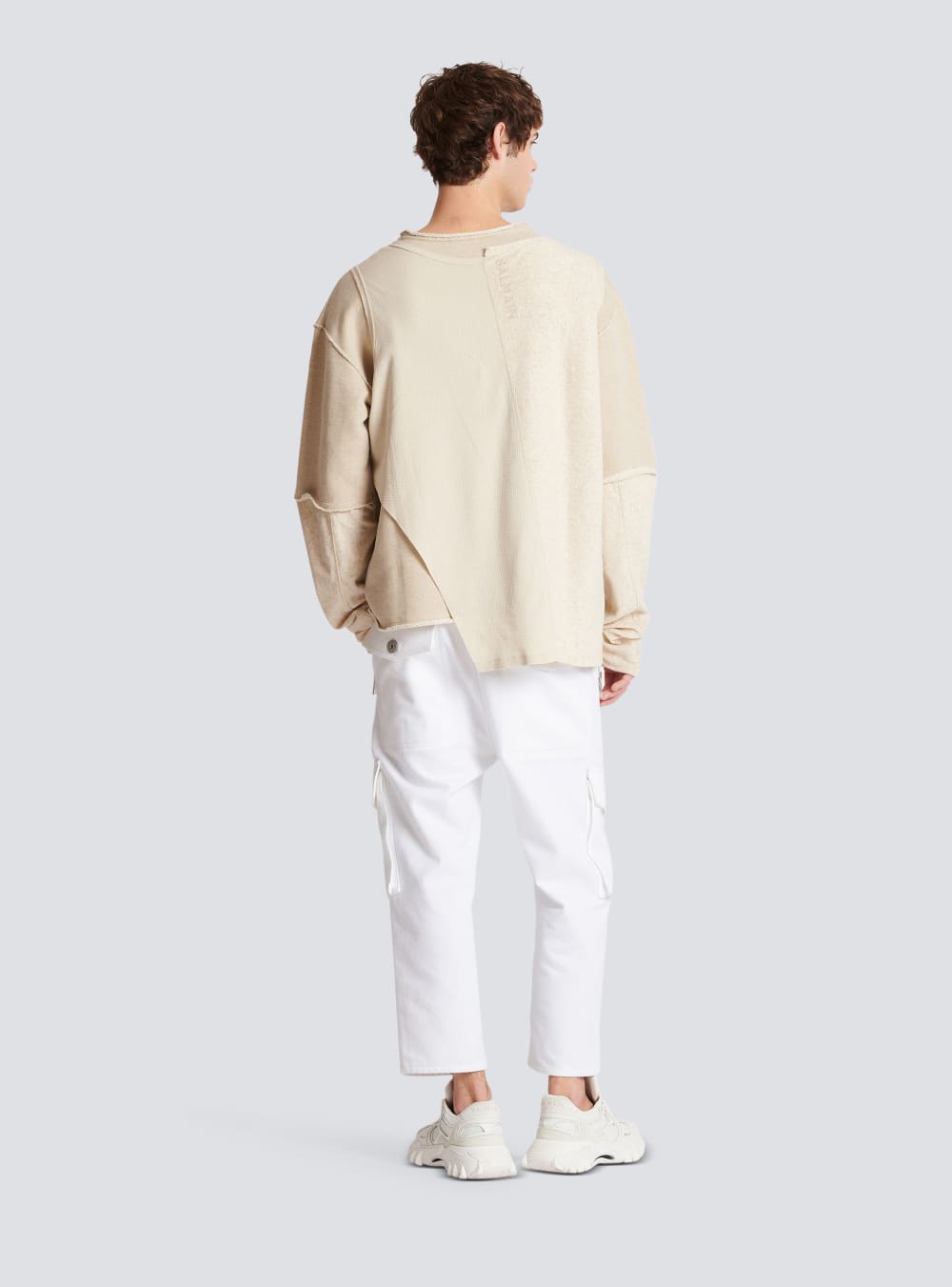 Men's Balmain Long-sleeved Multi-material T Shirts Beige | USA GpmRBA42