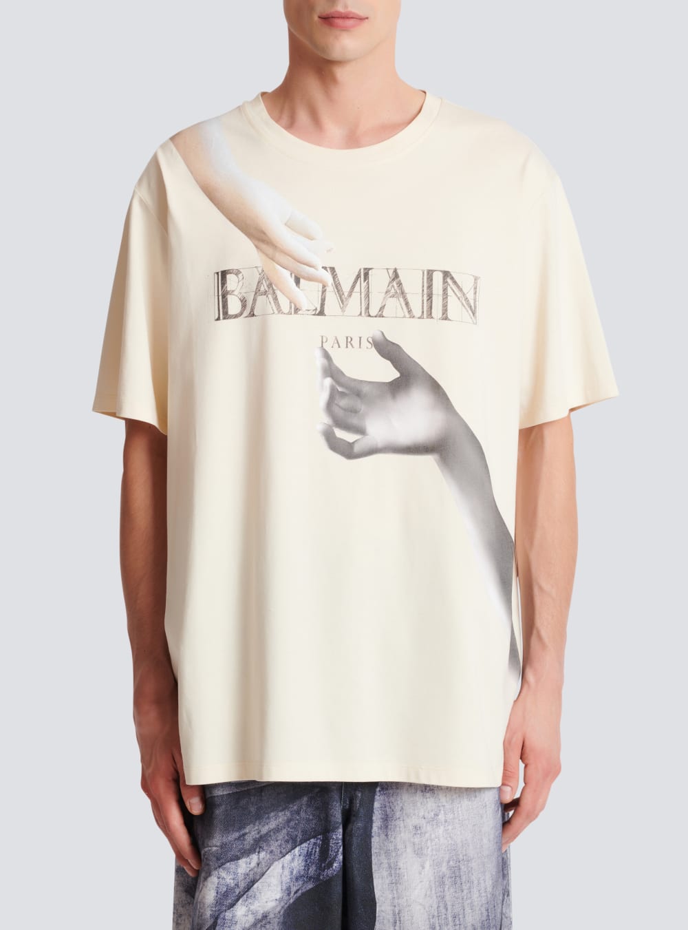 Men's Balmain Loose-fitting Statue T Shirts White | USA Ab8saqhM