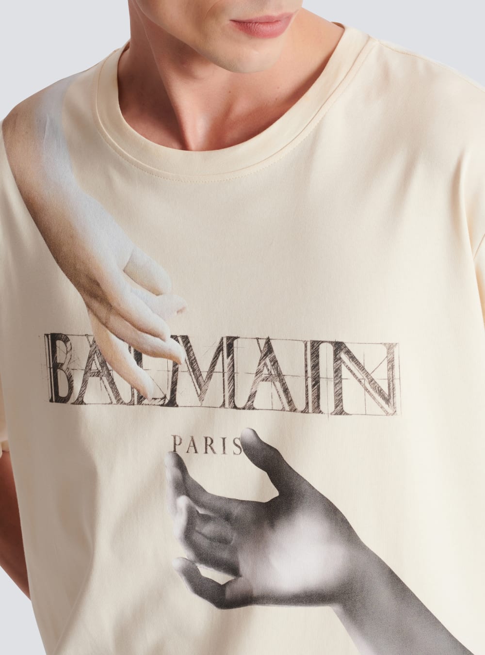 Men's Balmain Loose-fitting Statue T Shirts White | USA Ab8saqhM