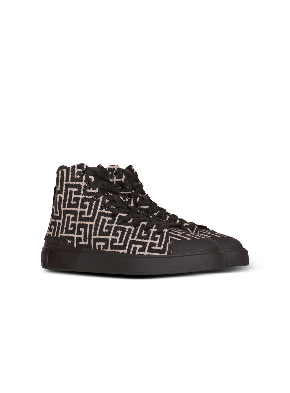 Men's Balmain Monogram Jacquard B-Court High-top Sneakers Black | USA BrdUj6Hf