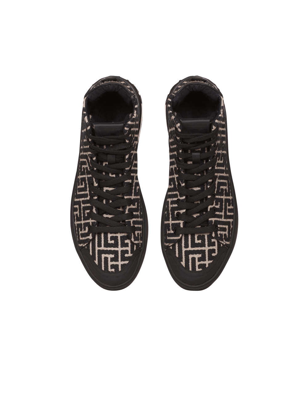 Men's Balmain Monogram Jacquard B-Court High-top Sneakers Black | USA BrdUj6Hf