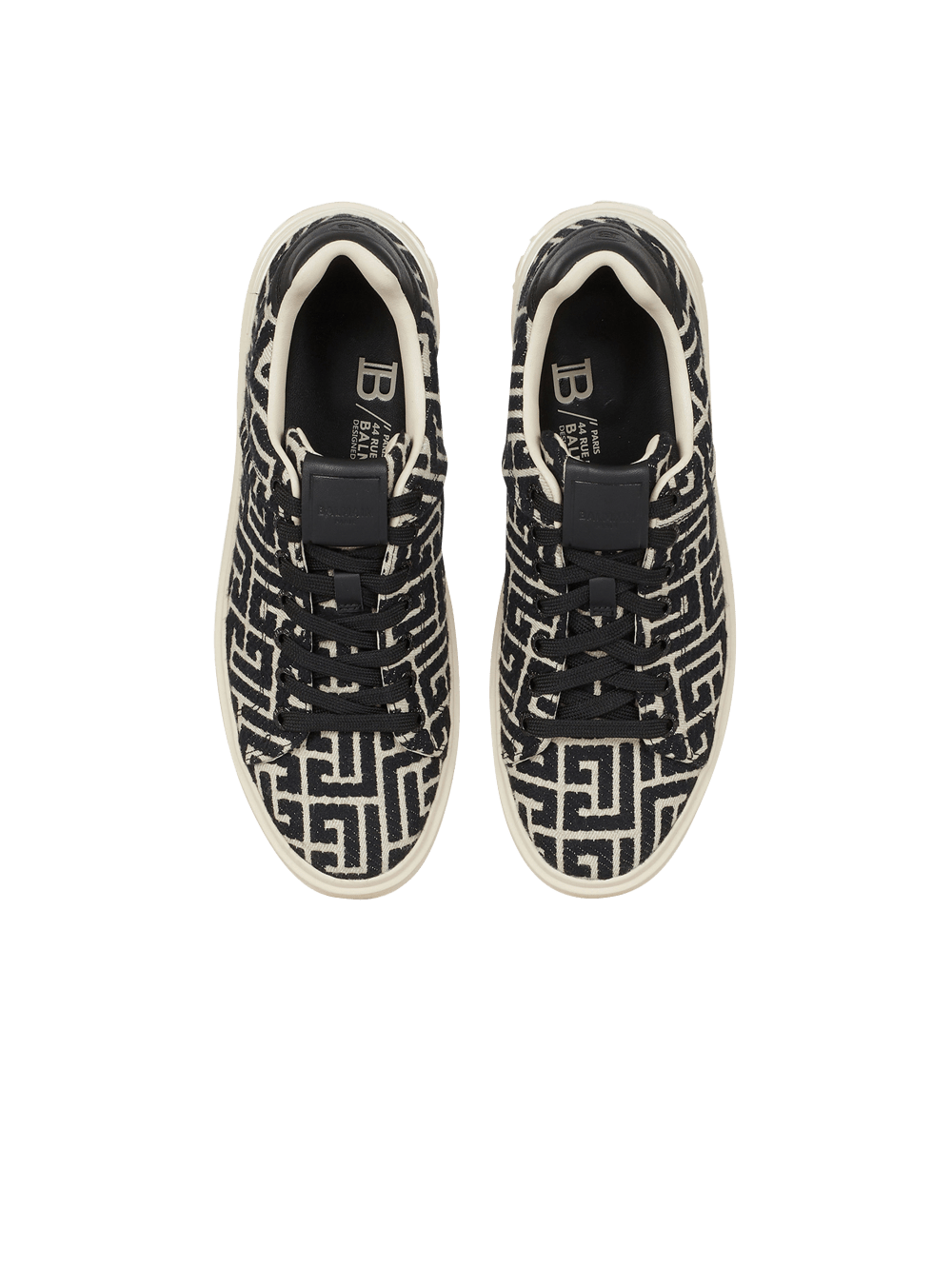 Men's Balmain Monogram Jacquard B-Court Sneakers White | USA VqMjWa99