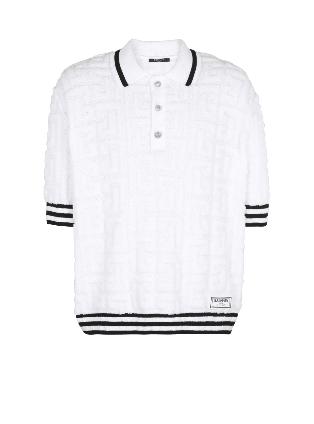 Men\'s Balmain Monogrammed Cotton Polo Shirts White | USA ogmJhf8m