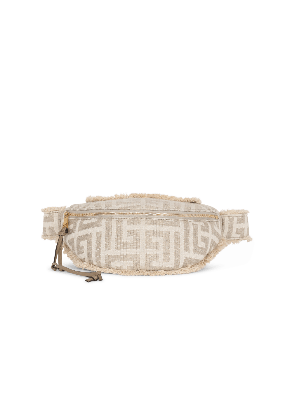 Men\'s Balmain Monogrammed Cotton Raffia Belt Shoulder Bags Beige | USA b3xhG3LY