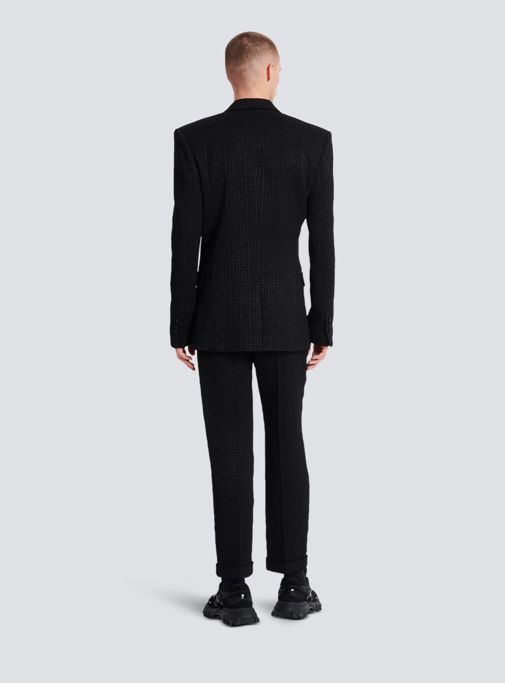 Men's Balmain Monogrammed Jacquard Tuxedo Jackets Black | USA kONj51tL