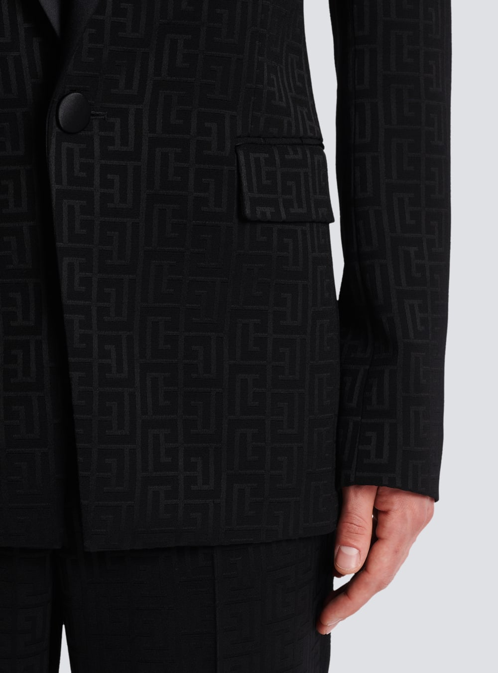 Men's Balmain Monogrammed Jacquard Tuxedo Jackets Black | USA kONj51tL