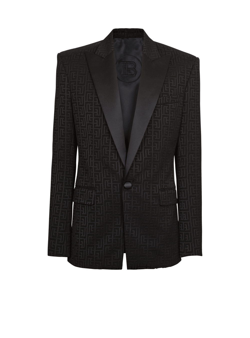 Men\'s Balmain Monogrammed Jacquard Tuxedo Jackets Black | USA kONj51tL