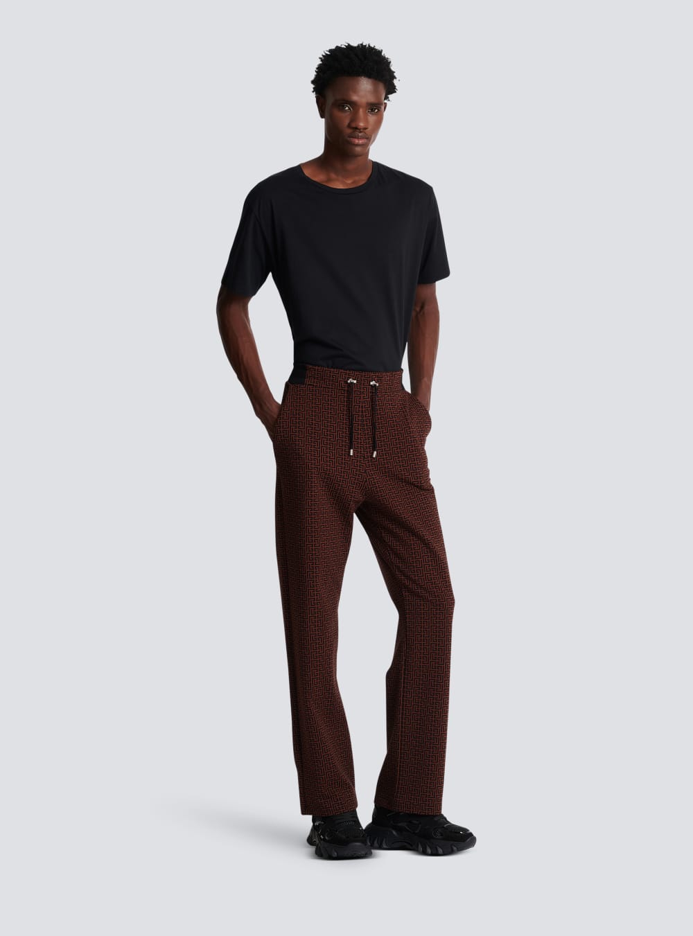 Men's Balmain Monogrammed Pyjama-style Trousers Brown | USA njFmII4O