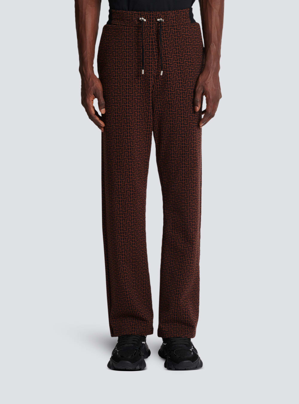 Men's Balmain Monogrammed Pyjama-style Trousers Brown | USA njFmII4O