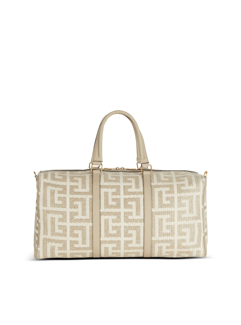 Men's Balmain Monogrammed Raffia Travel Bags Beige | USA JX9ftnJ7