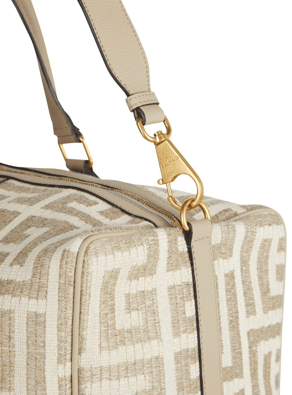 Men's Balmain Monogrammed Raffia Travel Bags Beige | USA JX9ftnJ7