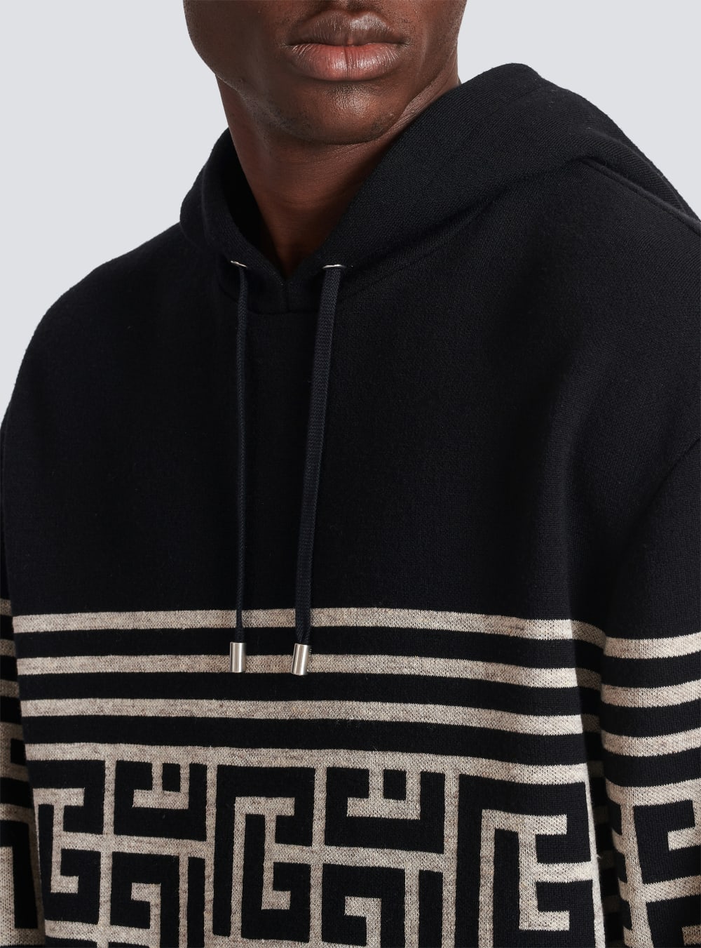 Men's Balmain Monogrammed Striped Wool Sweaters Black | USA Acdbufdl