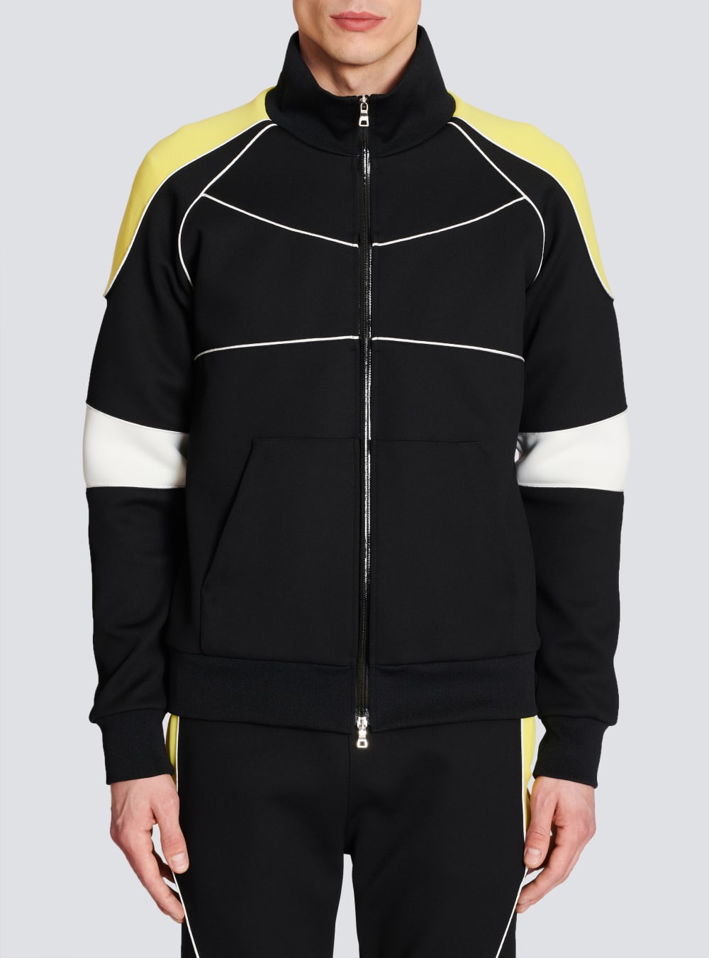 Men's Balmain Neoprene Panelled Sweatshirts Black | USA 4jBPHXgR