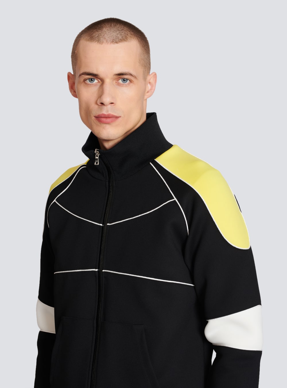 Men's Balmain Neoprene Panelled Sweatshirts Black | USA 4jBPHXgR