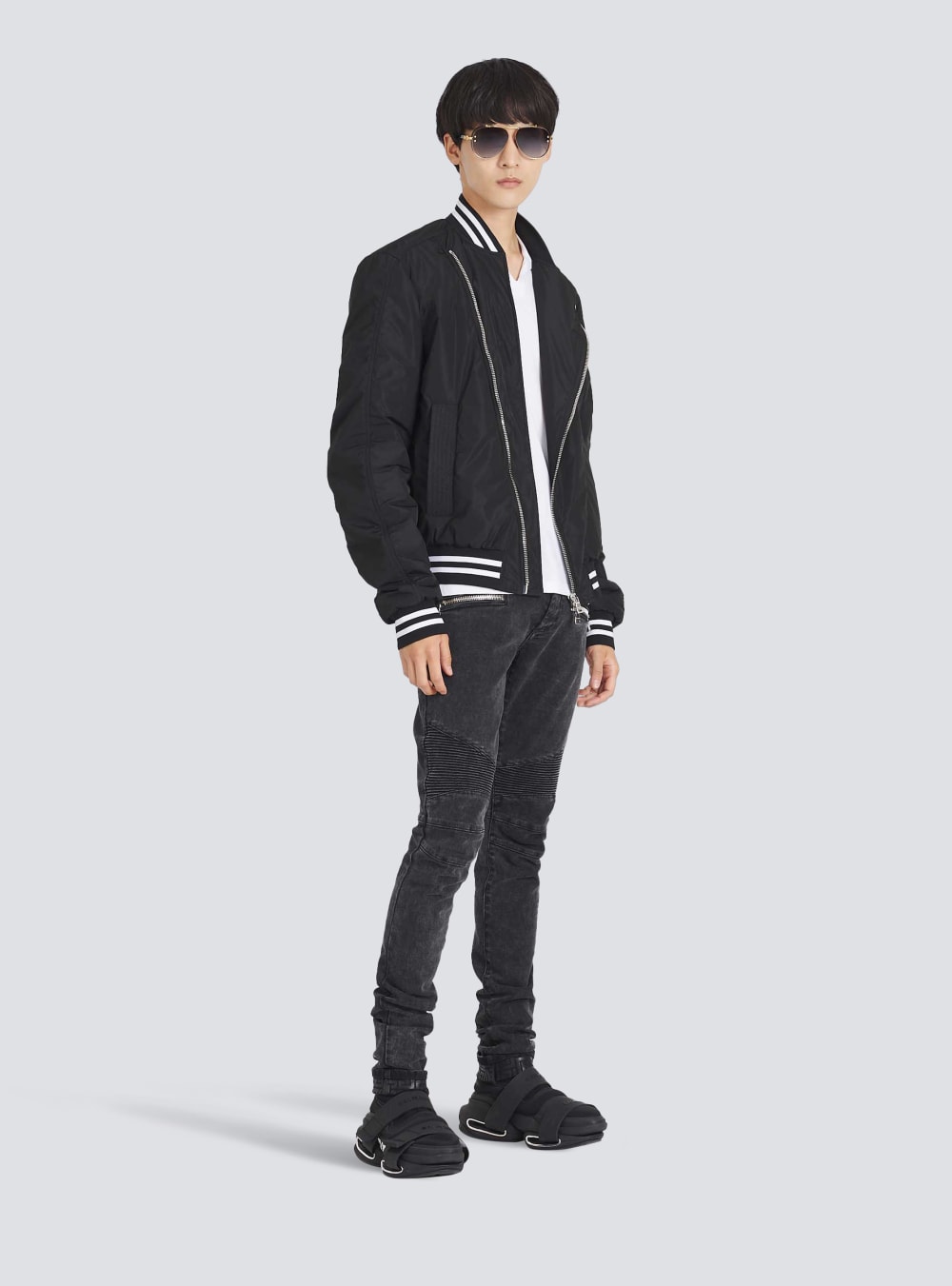 Men's Balmain Nylon Bomber Jackets Black | USA Ne21WnTo