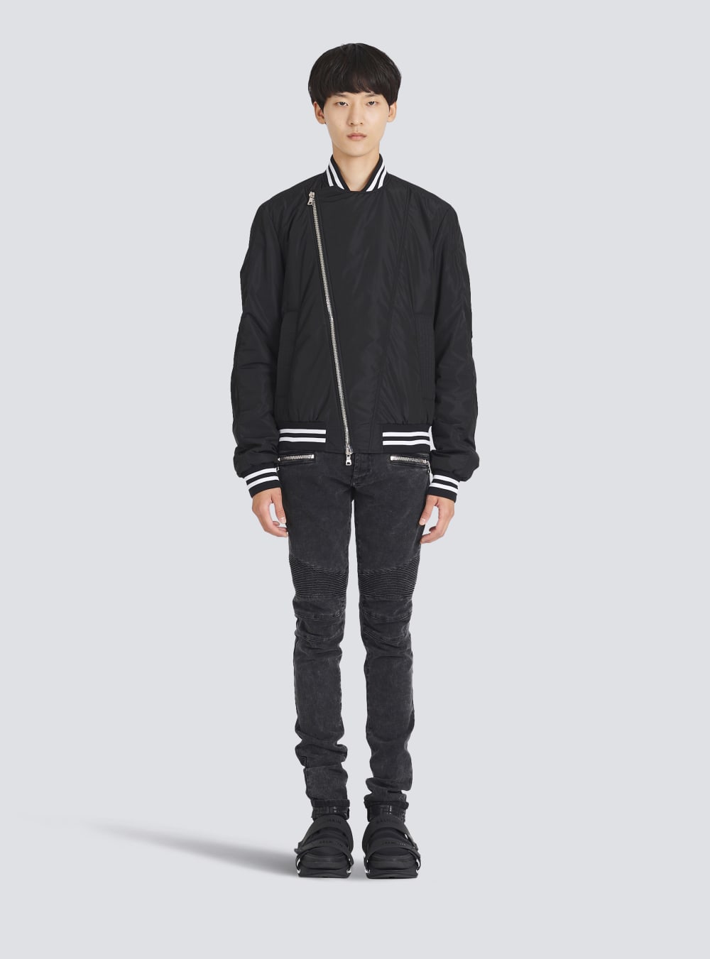 Men's Balmain Nylon Bomber Jackets Black | USA Ne21WnTo