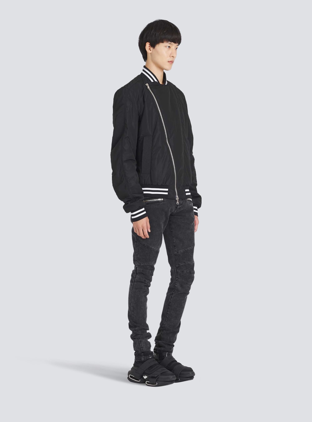 Men's Balmain Nylon Bomber Jackets Black | USA Ne21WnTo