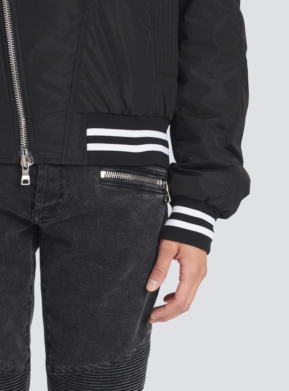 Men's Balmain Nylon Bomber Jackets Black | USA Ne21WnTo