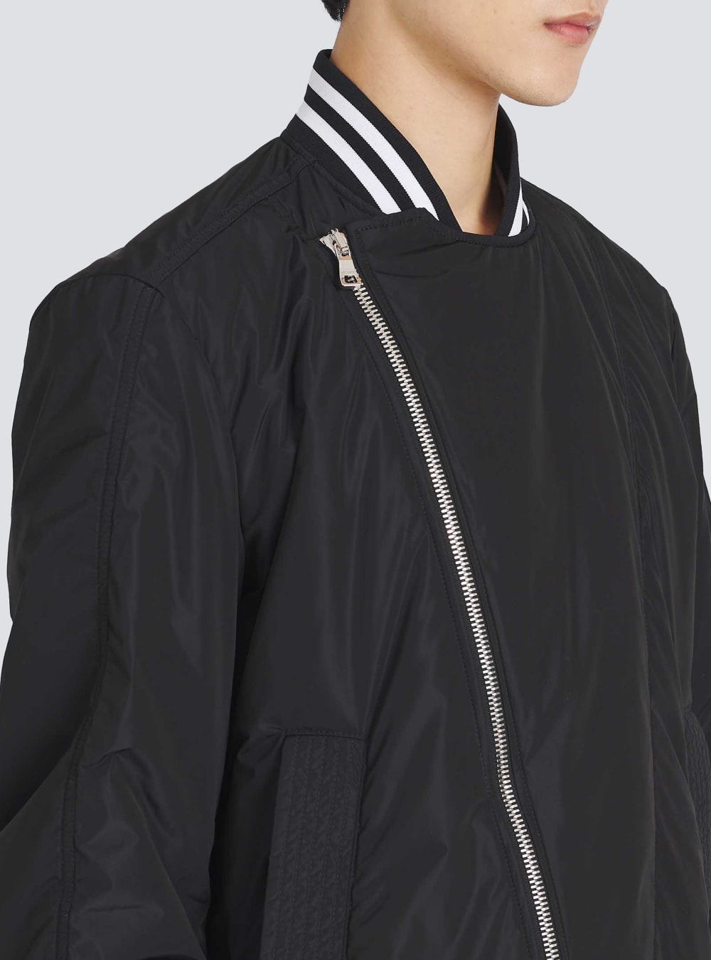 Men's Balmain Nylon Bomber Jackets Black | USA Ne21WnTo