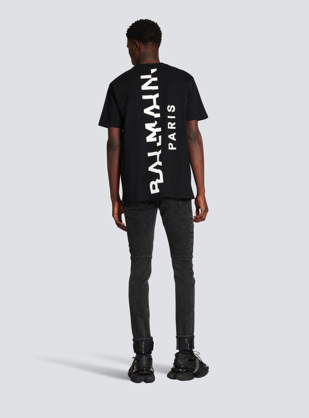 Men's Balmain Oversized Cotton With Maxi Logo Print T Shirts Black | USA H9xuu5uT