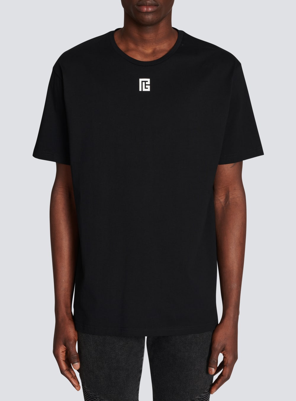 Men's Balmain Oversized Cotton With Maxi Logo Print T Shirts Black | USA H9xuu5uT