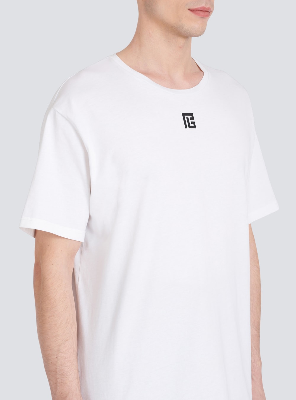 Men's Balmain Oversized Cotton With Maxi Logo Print T Shirts White | USA aopIVedh