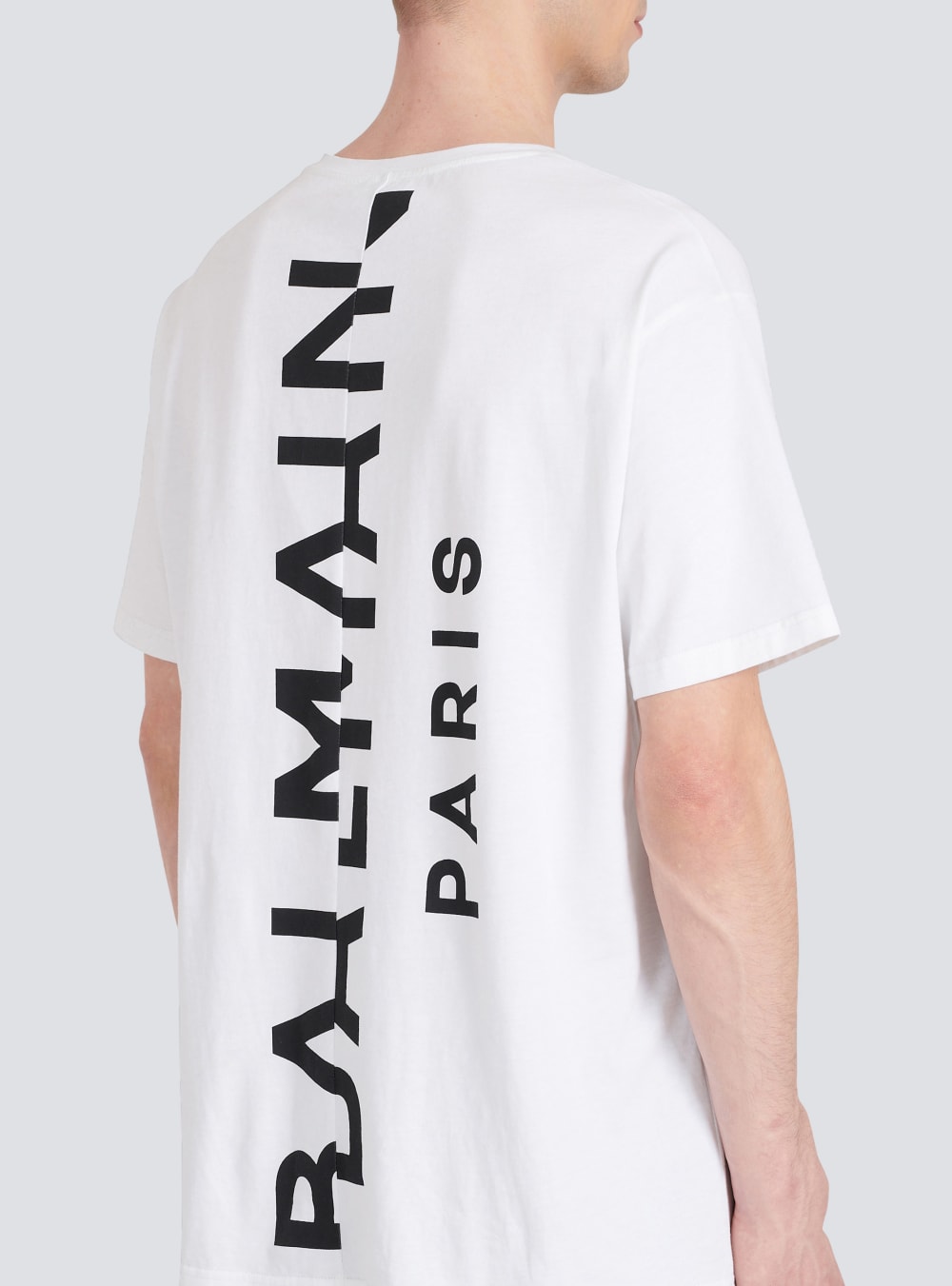 Men's Balmain Oversized Cotton With Maxi Logo Print T Shirts White | USA aopIVedh