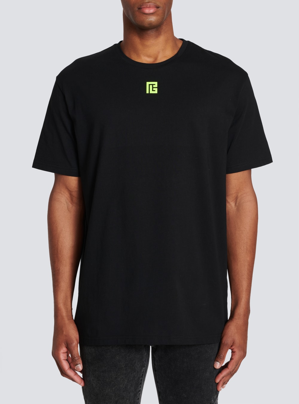 Men's Balmain Oversized Cotton With Maxi Logo Print On Back T Shirts Black | USA uTmxBuif