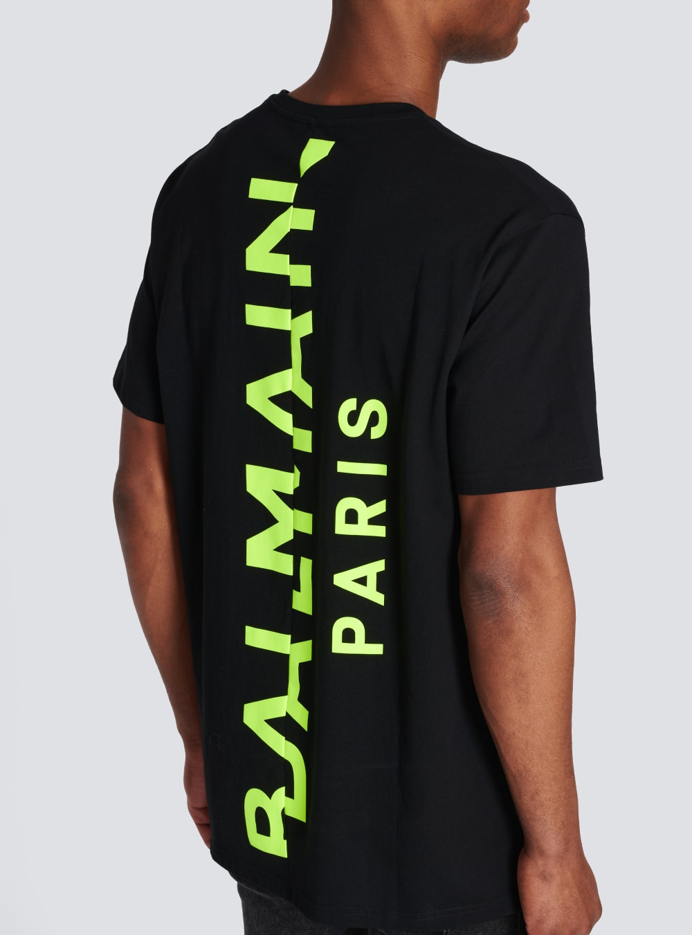 Men's Balmain Oversized Cotton With Maxi Logo Print On Back T Shirts Black | USA uTmxBuif