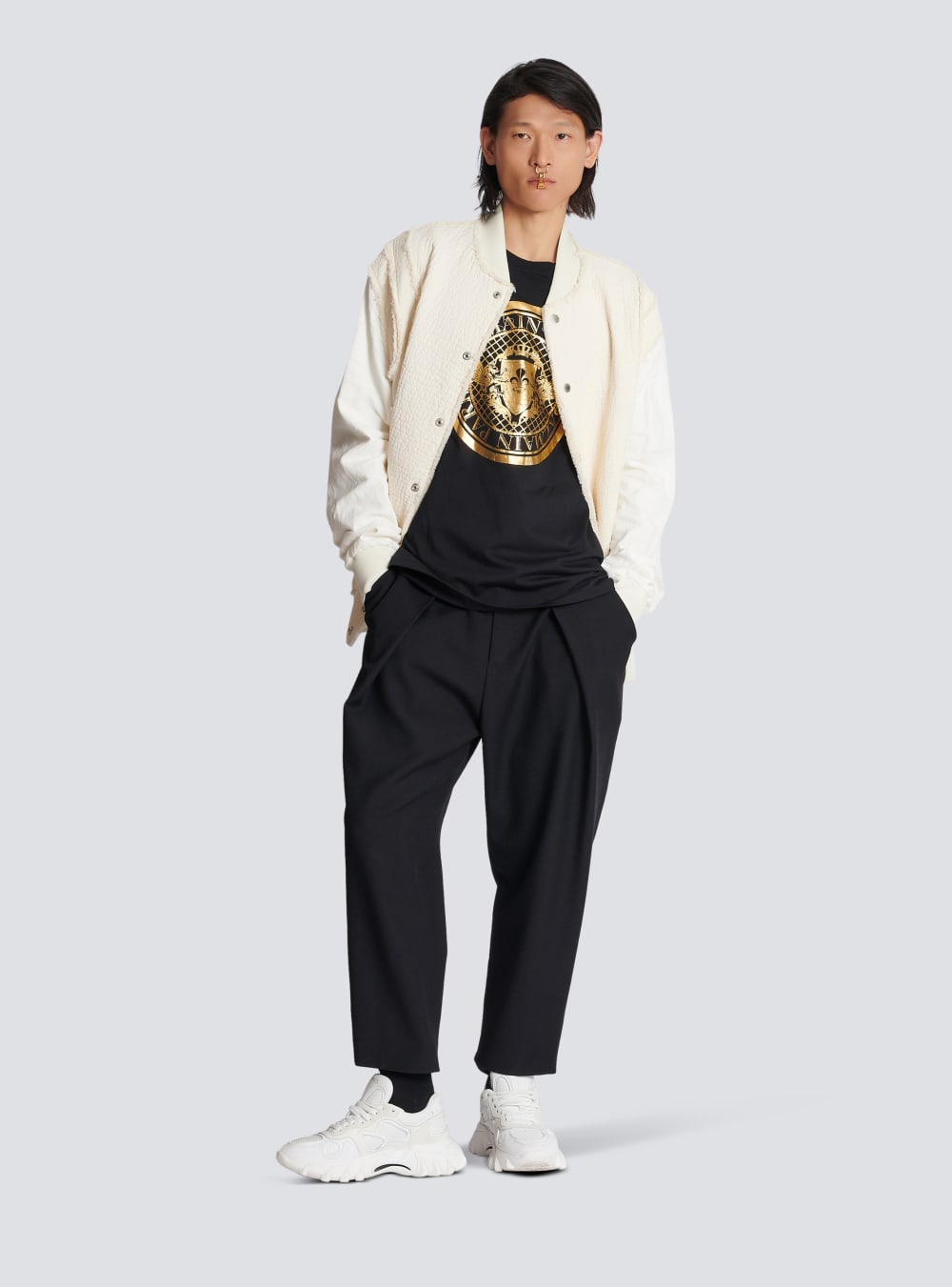 Men's Balmain Oversized Cotton With Metallic Coin Logo Print T Shirts Gold | USA ERvr0KOP