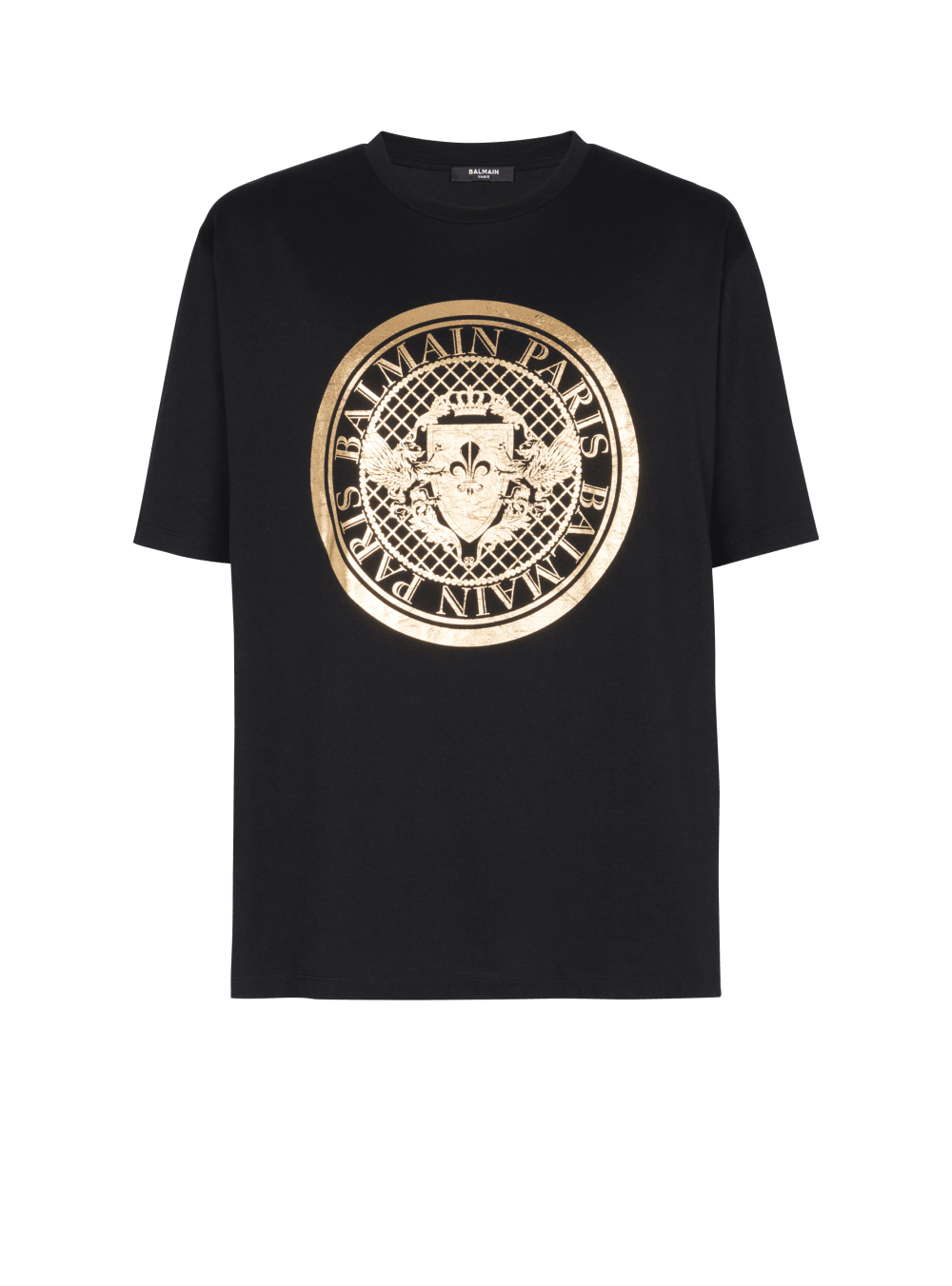 Men\'s Balmain Oversized Cotton With Metallic Coin Logo Print T Shirts Gold | USA ERvr0KOP