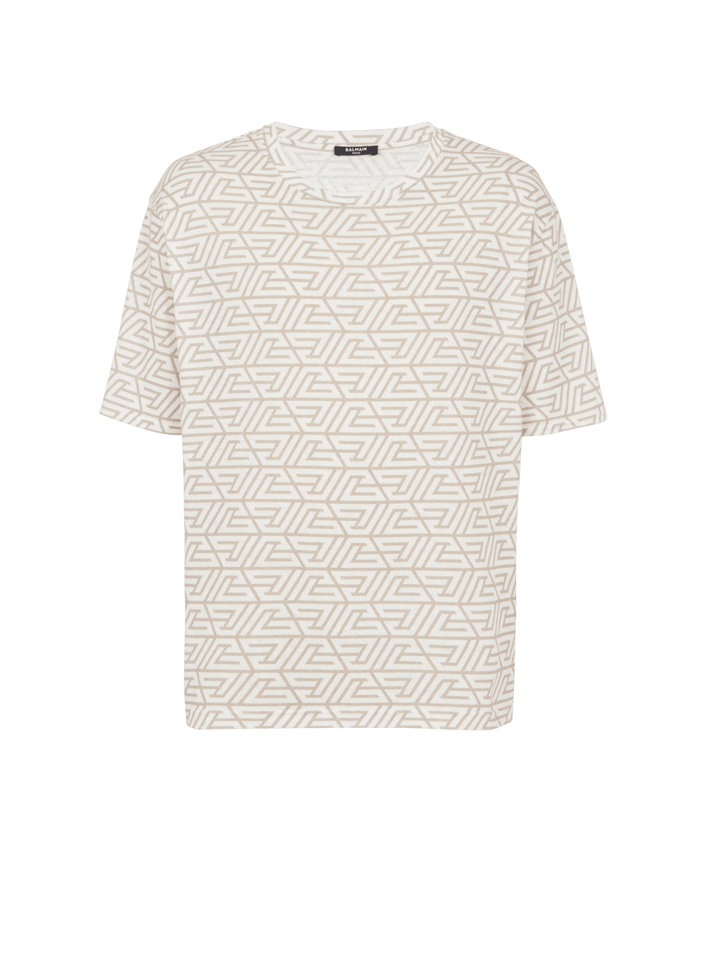 Men\'s Balmain Oversized Cotton With Printed Pyramid Monogram T Shirts Khaki | USA xbiyohpI